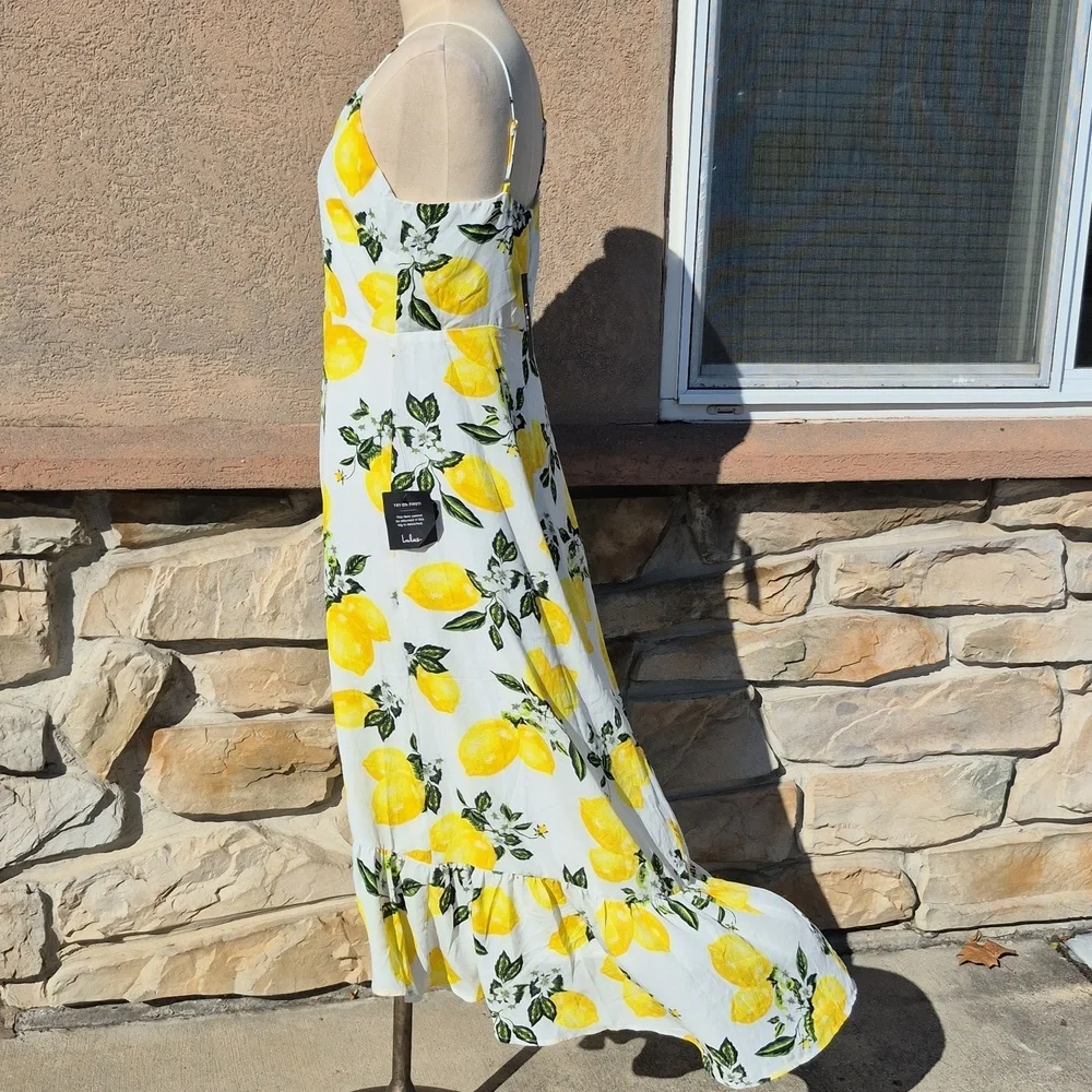 Lulu's Asymmetrical Dress with Lemon Print Size Large NWT - Picture 3 of 6